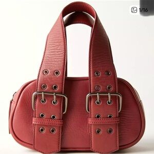 Free People Say Yes Bag Oxblood Red Leather NWT Y2K Purse Pouchette Charm Bag